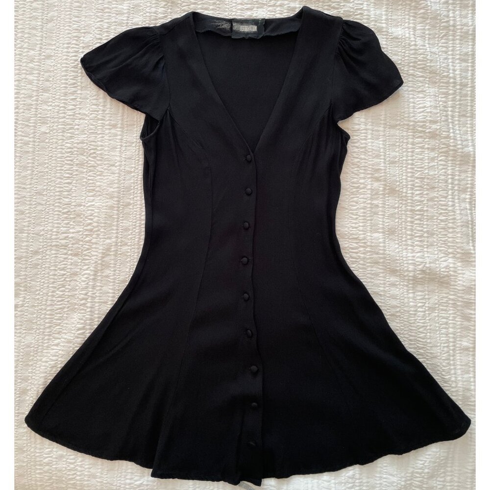 Reformation Black Flutter Sleeve Mini Dress Size 4 - Picture 3 of 9